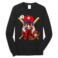 Baseball Player Chicken Pitcher Catcher Baseball Coach Farm Long Sleeve Shirt