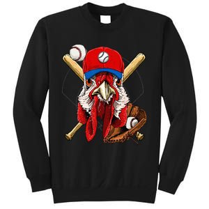 Baseball Player Chicken Pitcher Catcher Baseball Coach Farm Sweatshirt