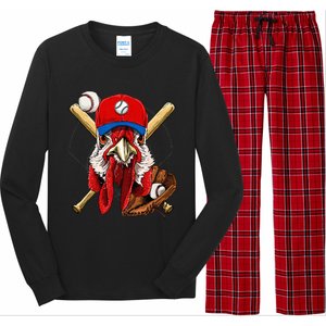 Baseball Player Chicken Pitcher Catcher Baseball Coach Farm Long Sleeve Pajama Set