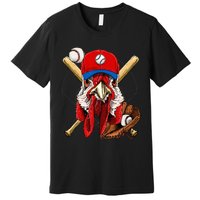 Baseball Player Chicken Pitcher Catcher Baseball Coach Farm Premium T-Shirt