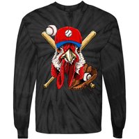 Baseball Player Chicken Pitcher Catcher Baseball Coach Farm Tie-Dye Long Sleeve Shirt