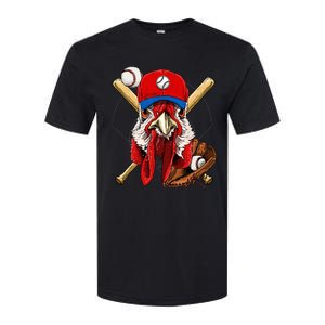 Baseball Player Chicken Pitcher Catcher Baseball Coach Farm Softstyle CVC T-Shirt