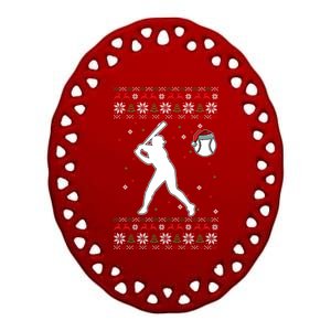 Baseball Player Christmas Cool Ugly Xmas Pajama Cute Gift Ceramic Oval Ornament