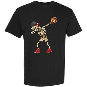 Baseball Player Catcher Pitcher With Mitt Dabbing Skeleton Garment-Dyed Heavyweight T-Shirt