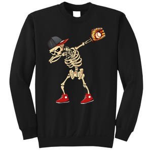 Baseball Player Catcher Pitcher With Mitt Dabbing Skeleton Sweatshirt