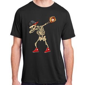 Baseball Player Catcher Pitcher With Mitt Dabbing Skeleton Adult ChromaSoft Performance T-Shirt