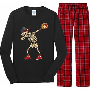 Baseball Player Catcher Pitcher With Mitt Dabbing Skeleton Long Sleeve Pajama Set