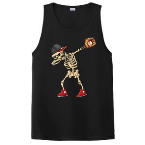 Baseball Player Catcher Pitcher With Mitt Dabbing Skeleton PosiCharge Competitor Tank