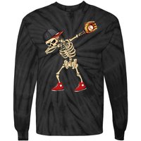 Baseball Player Catcher Pitcher With Mitt Dabbing Skeleton Tie-Dye Long Sleeve Shirt