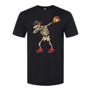 Baseball Player Catcher Pitcher With Mitt Dabbing Skeleton Softstyle CVC T-Shirt