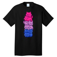 Bi Pride Cat LGBT Bisexual Flag Cute Kawaii Cats Pile Tall T-Shirt