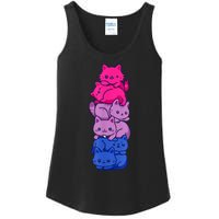 Bi Pride Cat LGBT Bisexual Flag Cute Kawaii Cats Pile Ladies Essential Tank