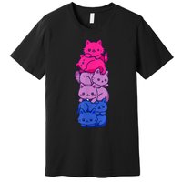 Bi Pride Cat LGBT Bisexual Flag Cute Kawaii Cats Pile Premium T-Shirt