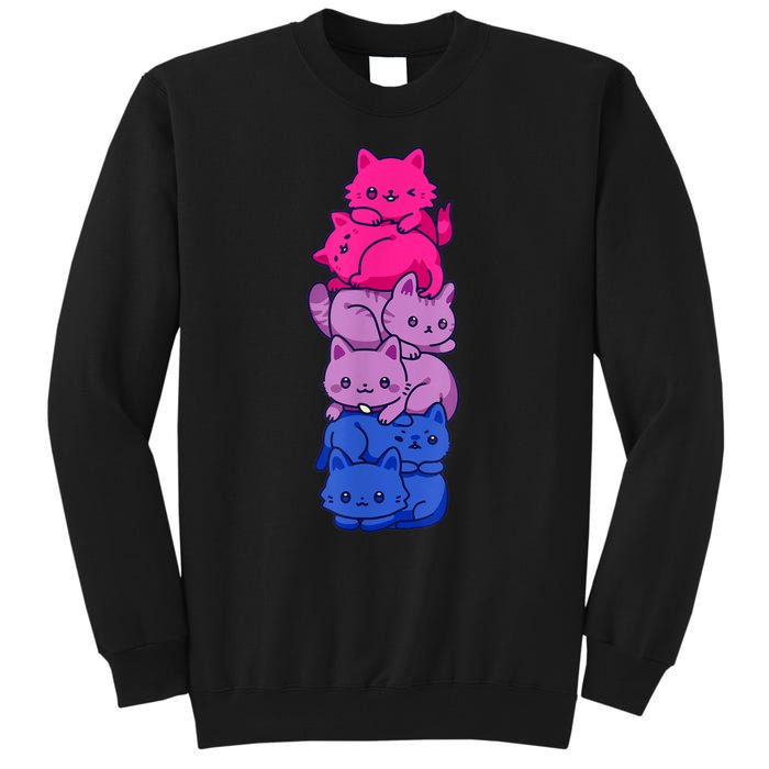 Bi Pride Cat LGBT Bisexual Flag Cute Kawaii Cats Pile Tall Sweatshirt