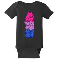 Bi Pride Cat LGBT Bisexual Flag Cute Kawaii Cats Pile Baby Bodysuit