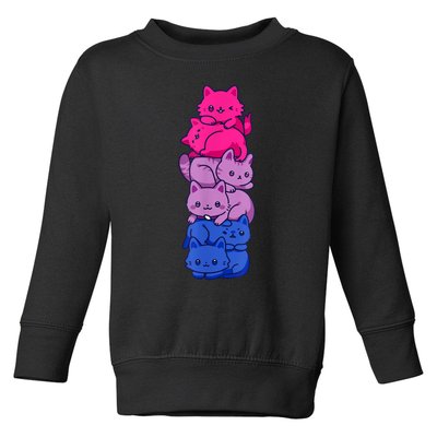 Bi Pride Cat LGBT Bisexual Flag Cute Kawaii Cats Pile Toddler Sweatshirt