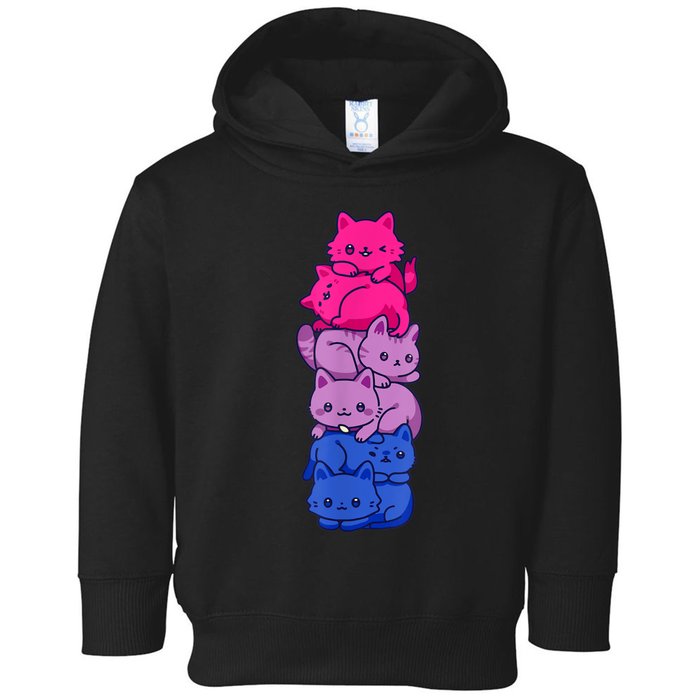 Bi Pride Cat LGBT Bisexual Flag Cute Kawaii Cats Pile Toddler Hoodie