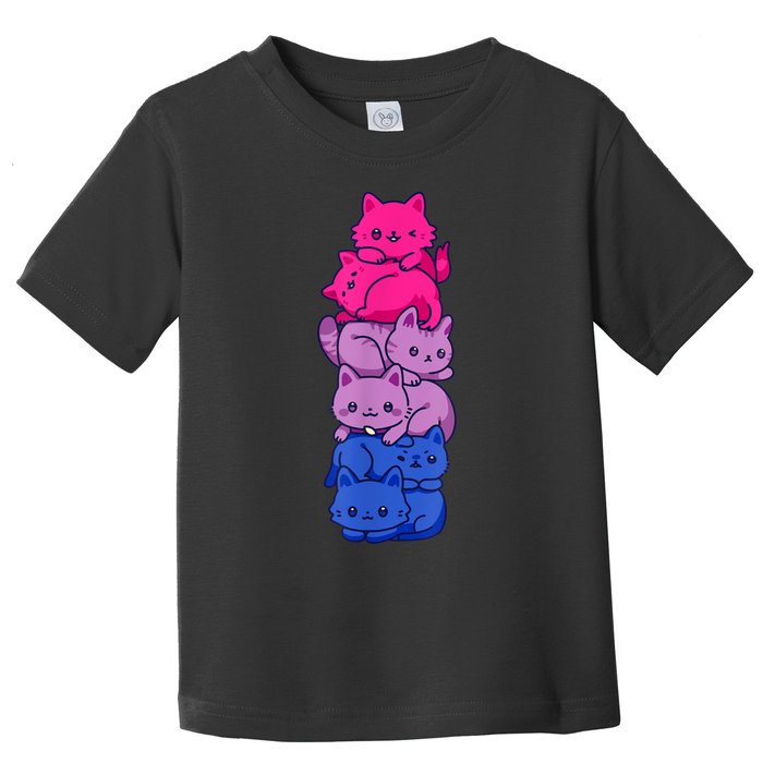 Bi Pride Cat LGBT Bisexual Flag Cute Kawaii Cats Pile Toddler T-Shirt