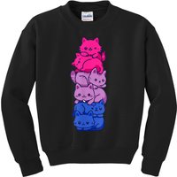 Bi Pride Cat LGBT Bisexual Flag Cute Kawaii Cats Pile Kids Sweatshirt