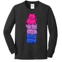 Bi Pride Cat LGBT Bisexual Flag Cute Kawaii Cats Pile Kids Long Sleeve Shirt