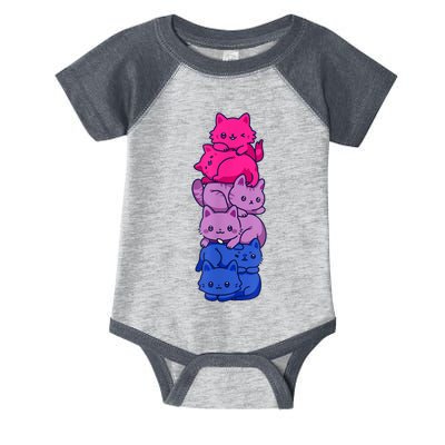 Bi Pride Cat LGBT Bisexual Flag Cute Kawaii Cats Pile Infant Baby Jersey Bodysuit