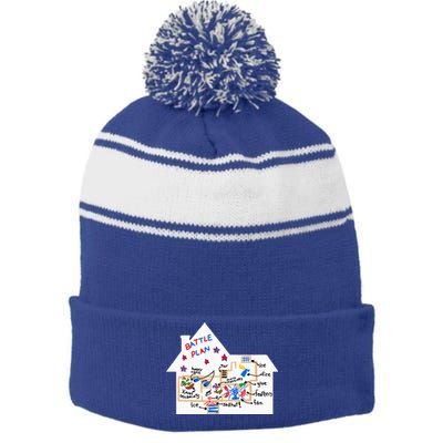 Battle Plan Christmas Home Hand Dawn Alone Xmas Stripe Pom Pom Beanie