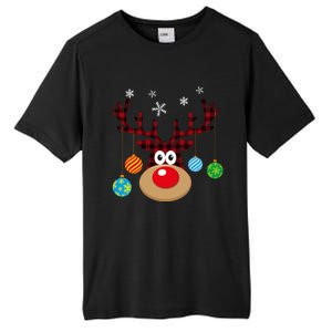 Buffalo Plaid Cute Reindeer Christmas Ornats Snowflakes Funny Gift Tall Fusion ChromaSoft Performance T-Shirt