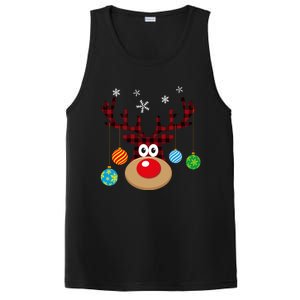 Buffalo Plaid Cute Reindeer Christmas Ornats Snowflakes Funny Gift PosiCharge Competitor Tank