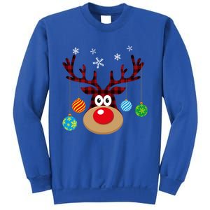 Buffalo Plaid Cute Reindeer Christmas Ornats Snowflakes Funny Gift Sweatshirt