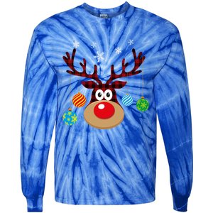 Buffalo Plaid Cute Reindeer Christmas Ornats Snowflakes Funny Gift Tie-Dye Long Sleeve Shirt