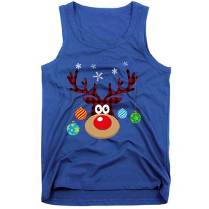 Buffalo Plaid Cute Reindeer Christmas Ornats Snowflakes Funny Gift Tank Top