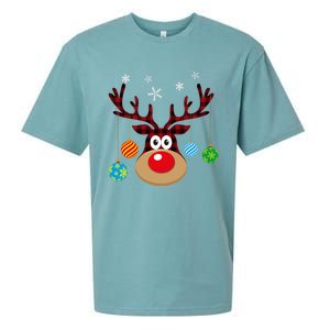 Buffalo Plaid Cute Reindeer Christmas Ornats Snowflakes Funny Gift Sueded Cloud Jersey T-Shirt