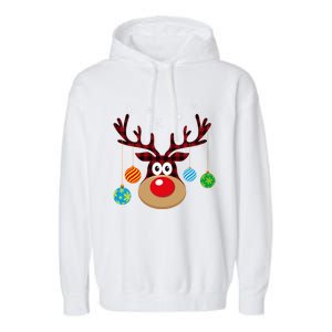 Buffalo Plaid Cute Reindeer Christmas Ornats Snowflakes Funny Gift Garment-Dyed Fleece Hoodie