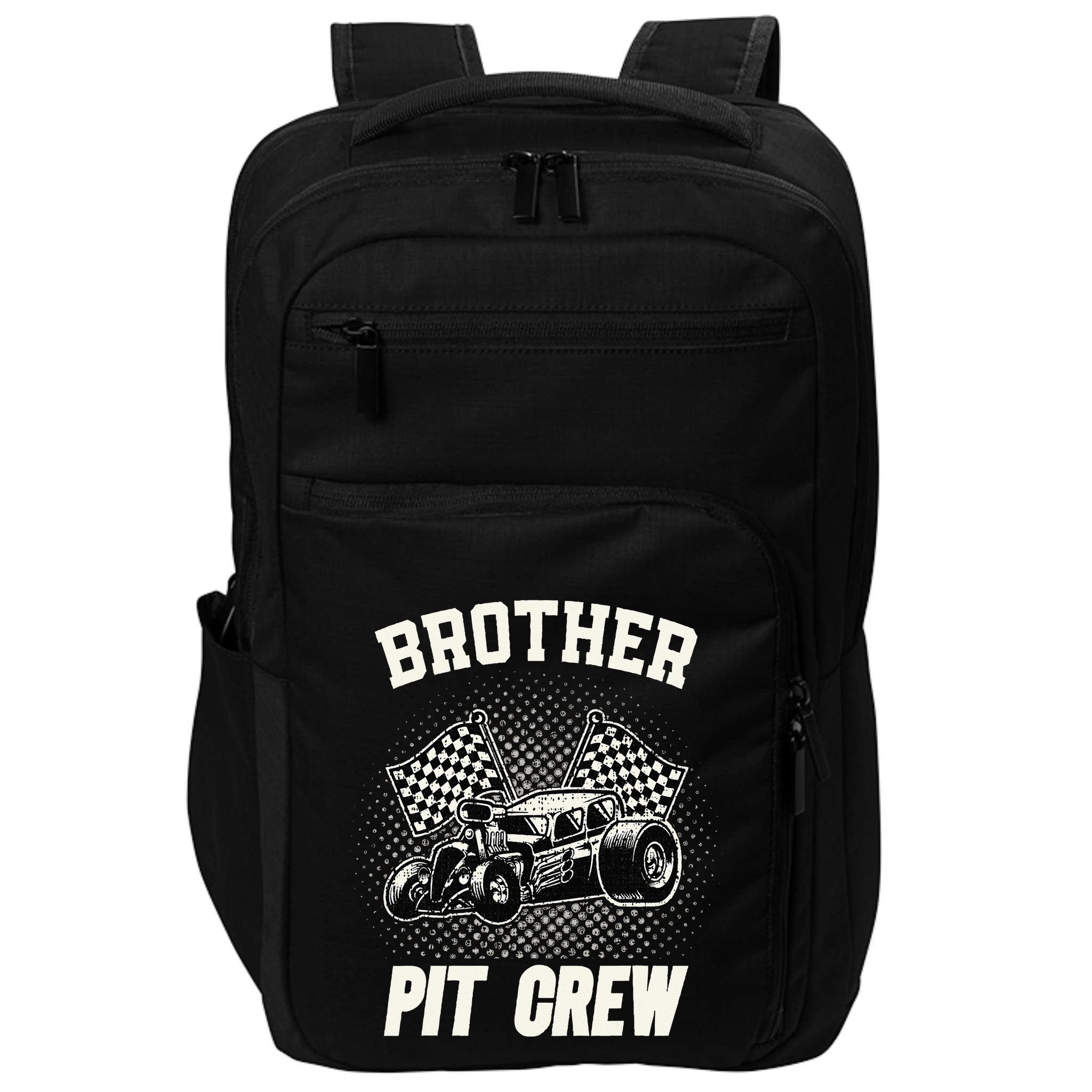 Brother Pit Crew Funny Race Car Birthday Party Racing Family Impact Tech Backpack