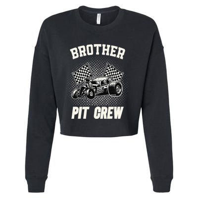Brother Pit Crew Funny Race Car Birthday Party Racing Family Cropped Pullover Crew