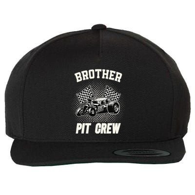 Brother Pit Crew Funny Race Car Birthday Party Racing Family Wool Snapback Cap