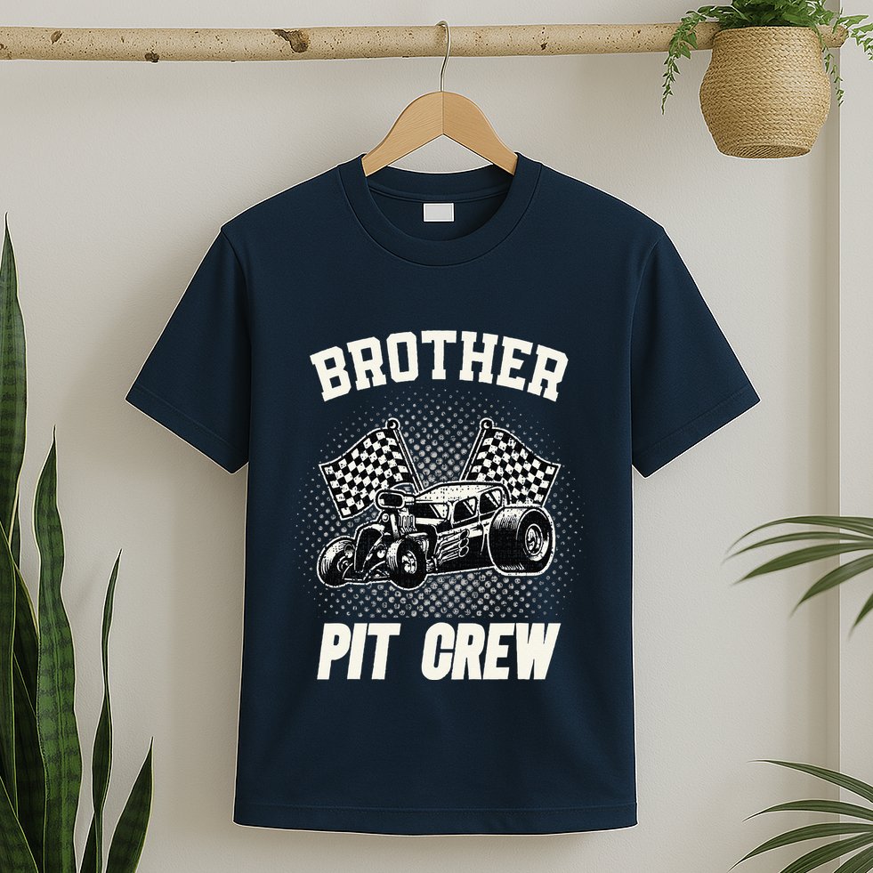 Brother Pit Crew Funny Race Car Birthday Party Racing Family T-Shirt