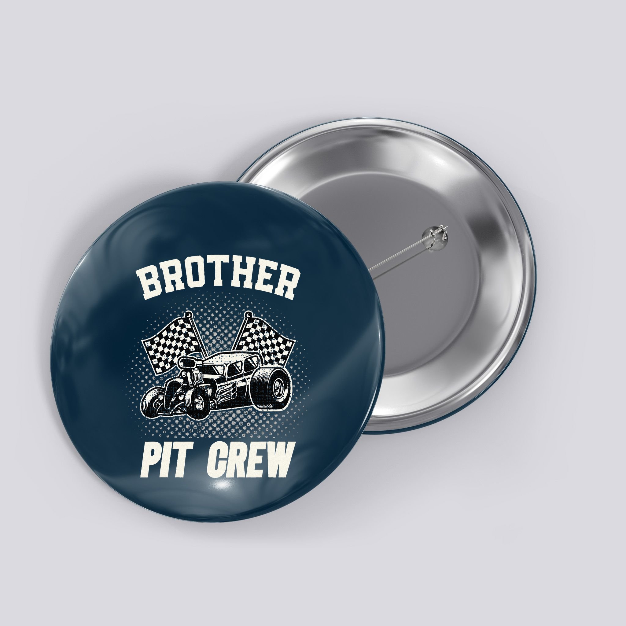 Brother Pit Crew Funny Race Car Birthday Party Racing Family Button
