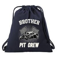Brother Pit Crew Funny Race Car Birthday Party Racing Family Drawstring Bag