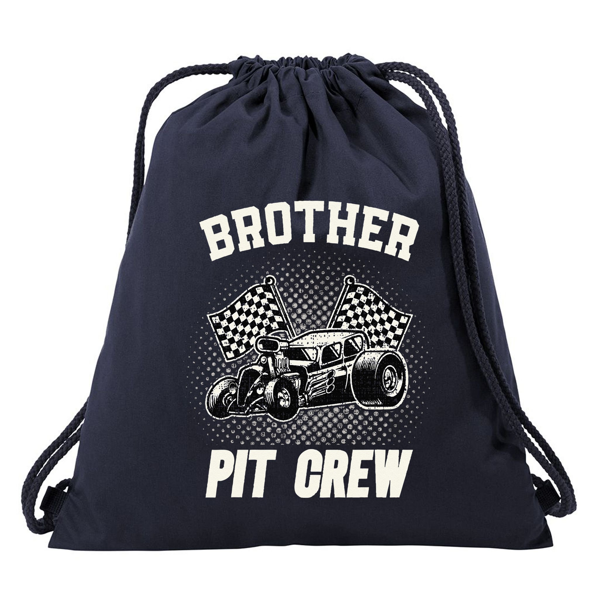 Brother Pit Crew Funny Race Car Birthday Party Racing Family Drawstring Bag
