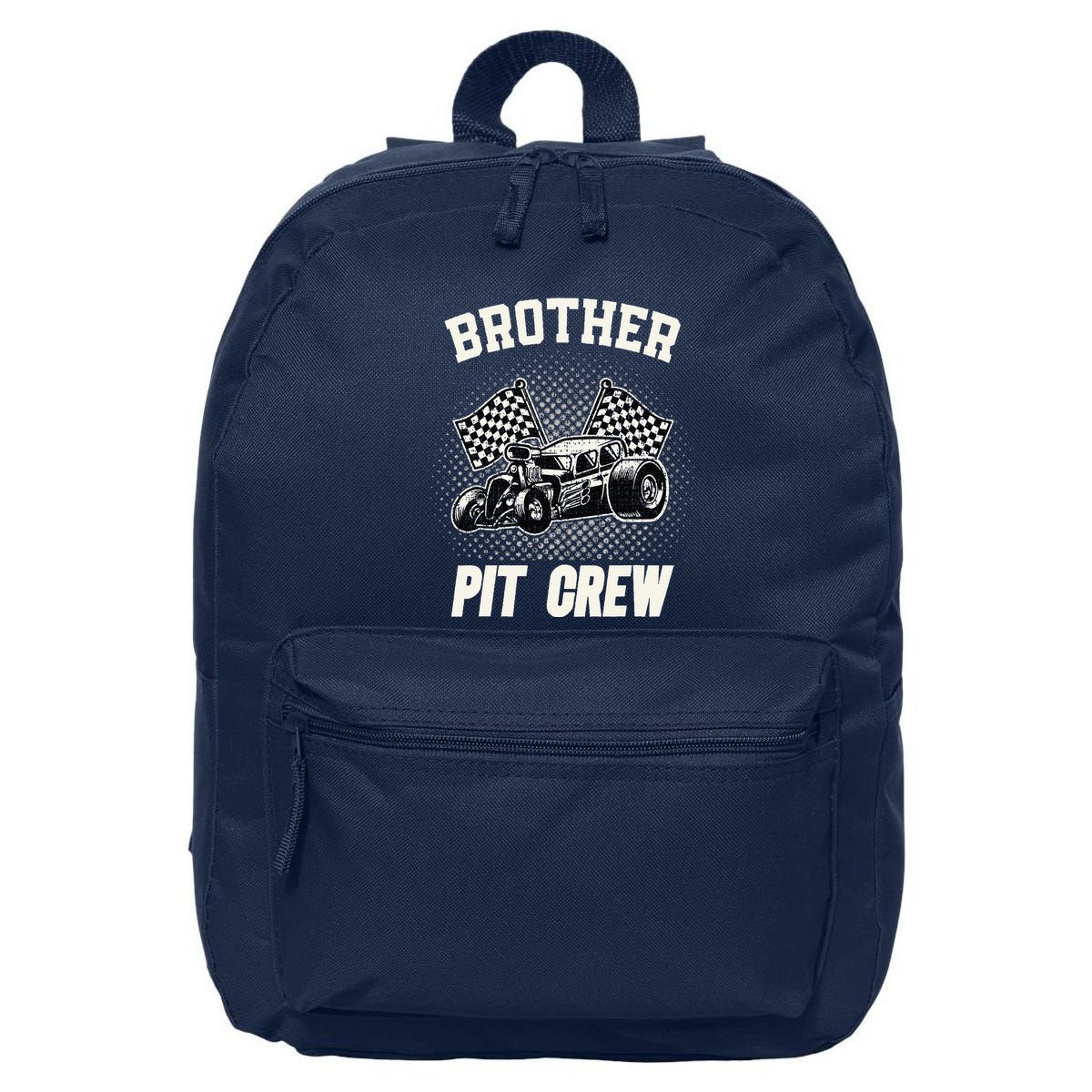 Brother Pit Crew Funny Race Car Birthday Party Racing Family 16 in Basic Backpack