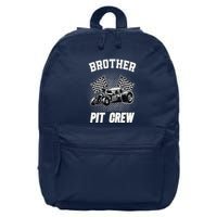 Brother Pit Crew Funny Race Car Birthday Party Racing Family 16 in Basic Backpack