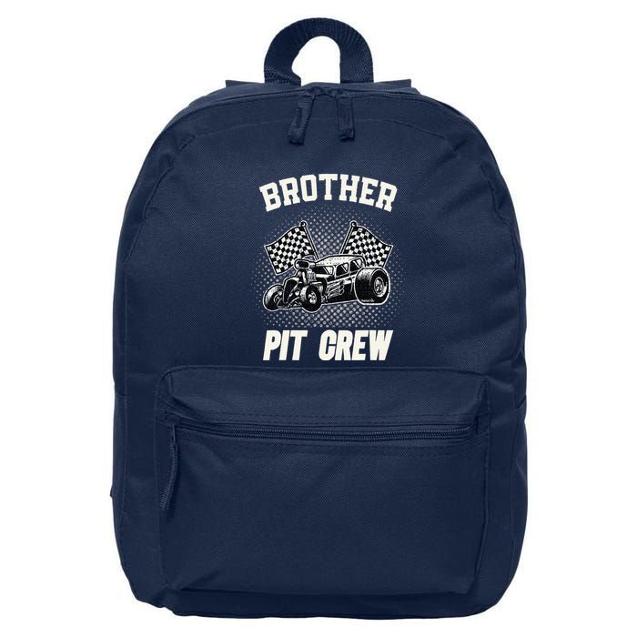 Brother Pit Crew Funny Race Car Birthday Party Racing Family 16 in Basic Backpack