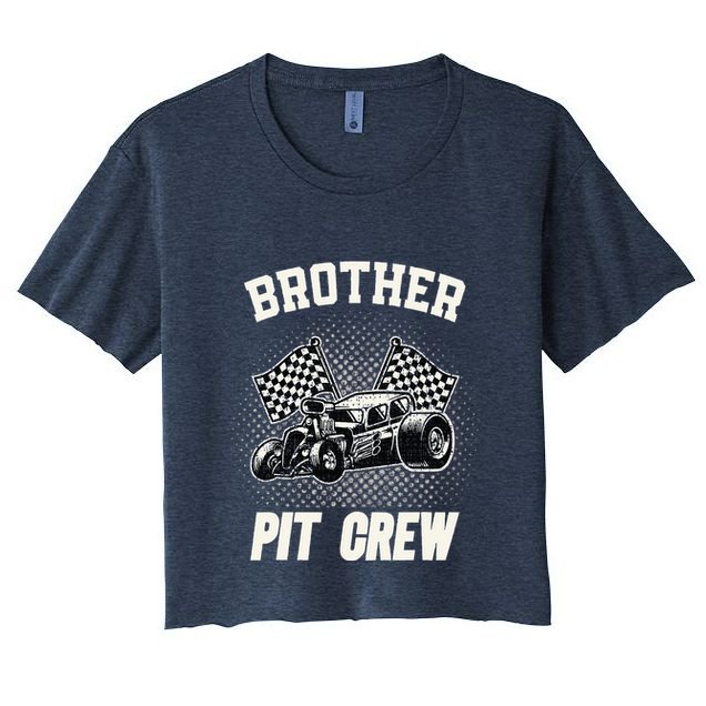 Brother Pit Crew Funny Race Car Birthday Party Racing Family Crop Top
