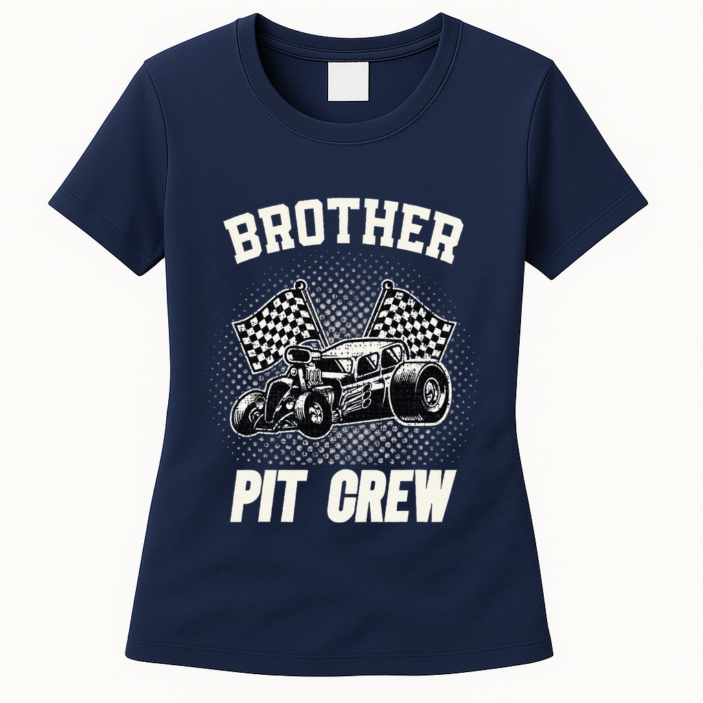 Brother Pit Crew Funny Race Car Birthday Party Racing Family Womens T-Shirt