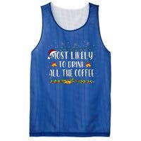 Buffalo Plaid Christmas Most Likely To Drink All The Coffee Mesh Reversible Basketball Jersey Tank