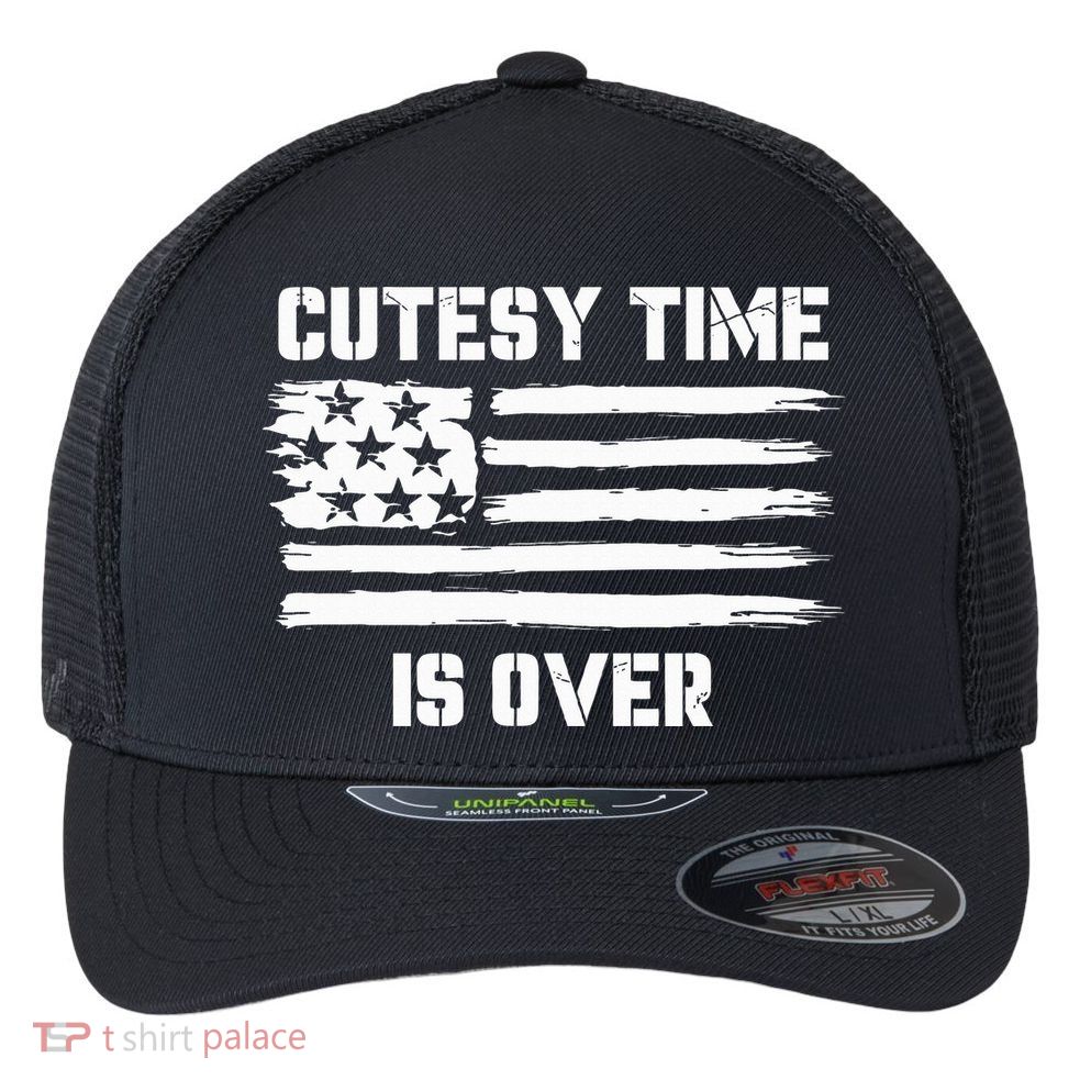 Bold Patriotic Cutesy Time Is Over Flexfit Unipanel Trucker Cap