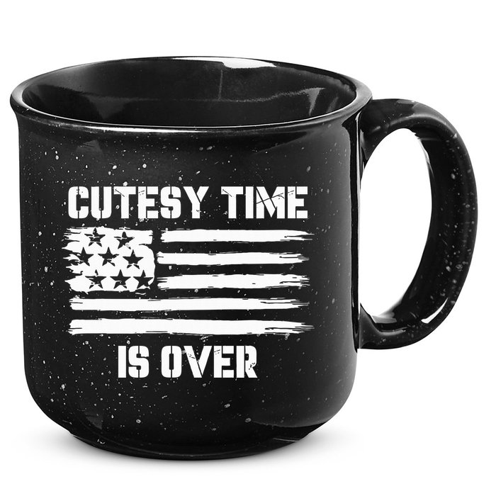 Bold Patriotic Cutesy Time Is Over 15oz Campfire Ceramic Mug
