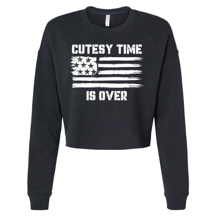 Bold Patriotic Cutesy Time Is Over Cropped Pullover Crew
