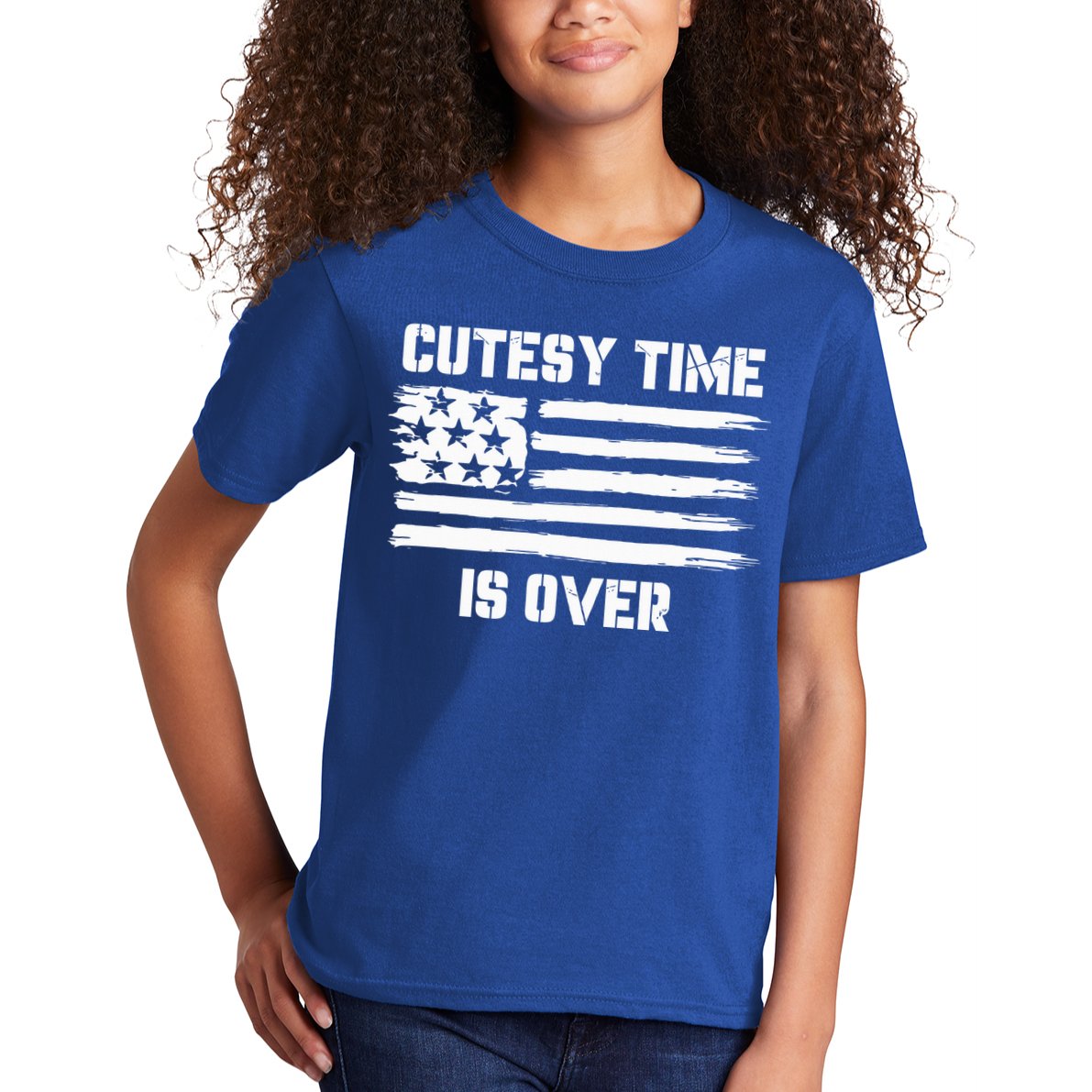 Bold Patriotic Cutesy Time Is Over Kids T-Shirt